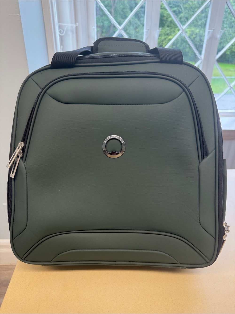 Unisex Olive Green Travel underseat Bag with Top Handle and wheels